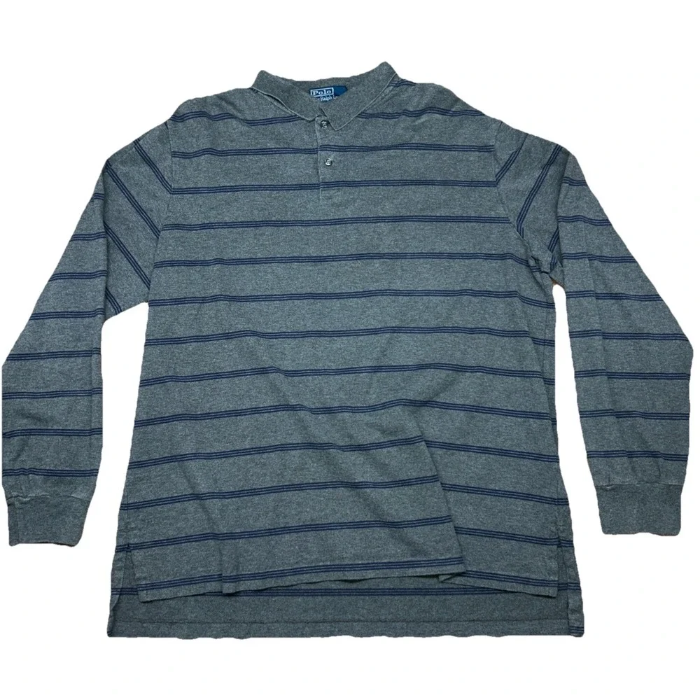 Ralph Lauren Polo Shirt Men's XL Long‎ Sleeve Rugby Prep Striped